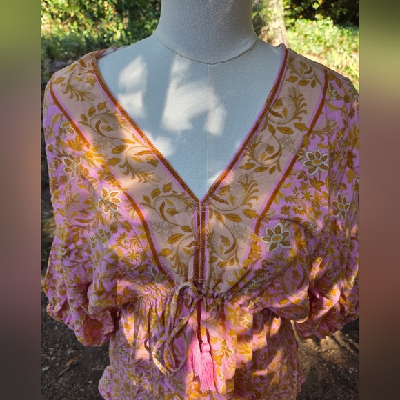 Anthropologie Aakaa Floral Pink and Orange Women's Top - Picture 3 of 6